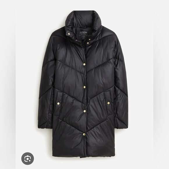 NWT J. Crew Villa Puffer Coat with PrimaLoft Black Size XXL - Picture 1 of 8